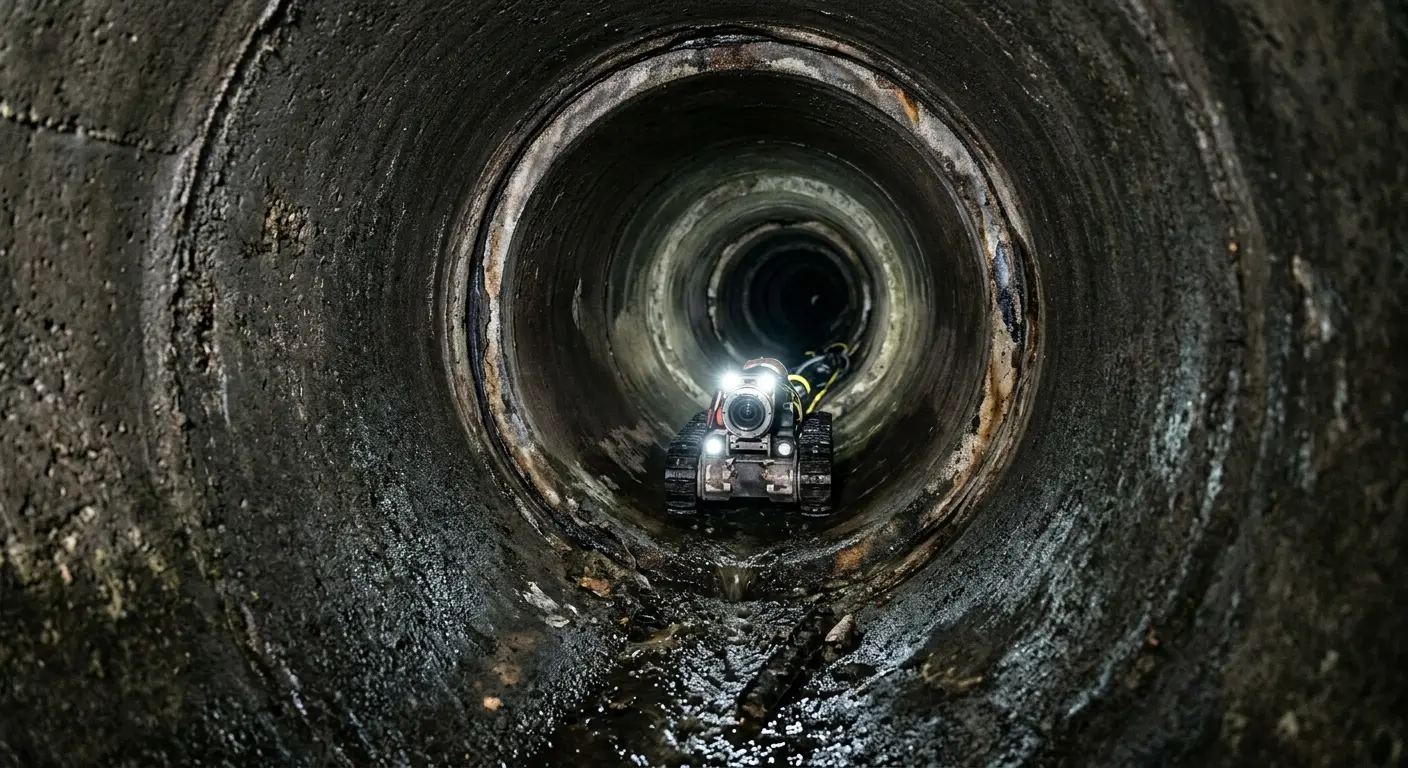 Robotic sewer camera inspecting pipe interior for Sewer Line Repair in Kennebunk